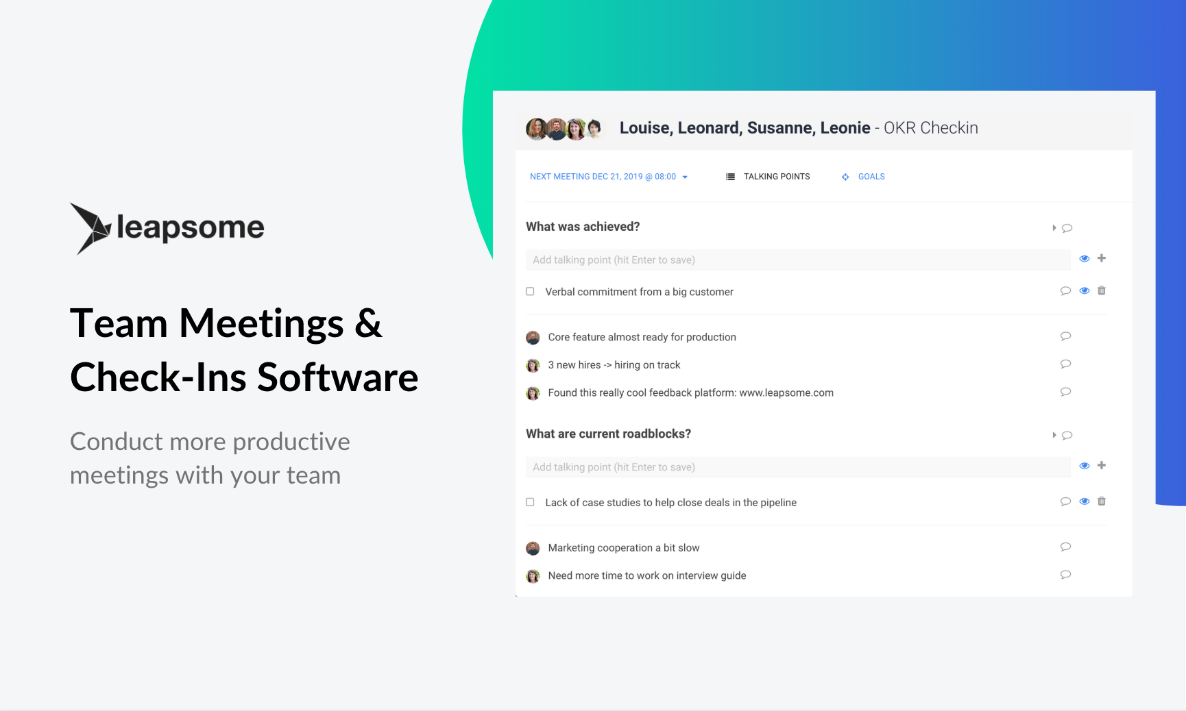 Hold HighLeverage Meetings with the Team CheckIn Feature
